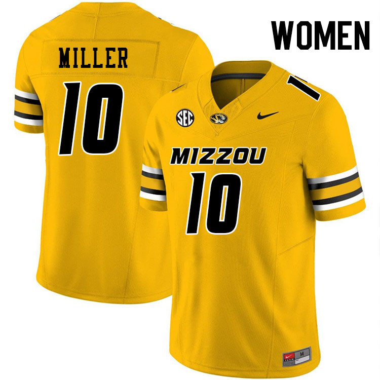 Women #10 Mekhi Miller Missouri Tigers College Football Jerseys Stitched-Gold